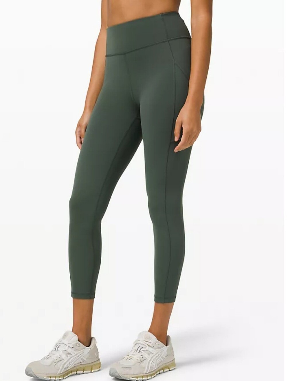Lululemon 23" Invigorate High-Rise Crop in Smoked Spruce with Side Pockets